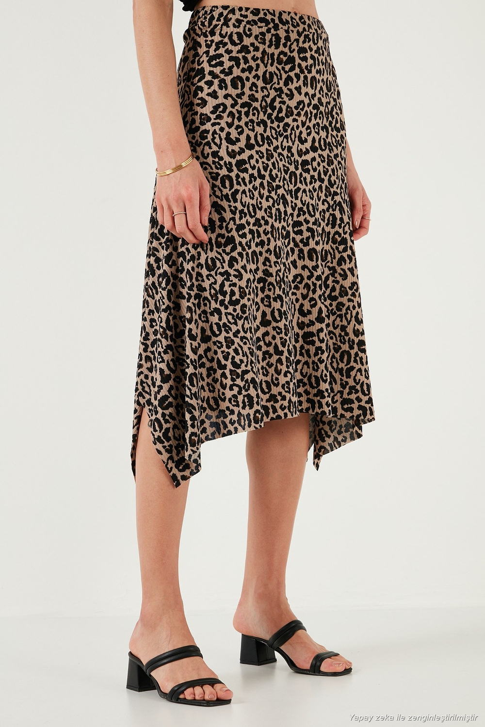 Desenli Volanlı Midi Boy Kadın Etek 5869010 LEOPAR