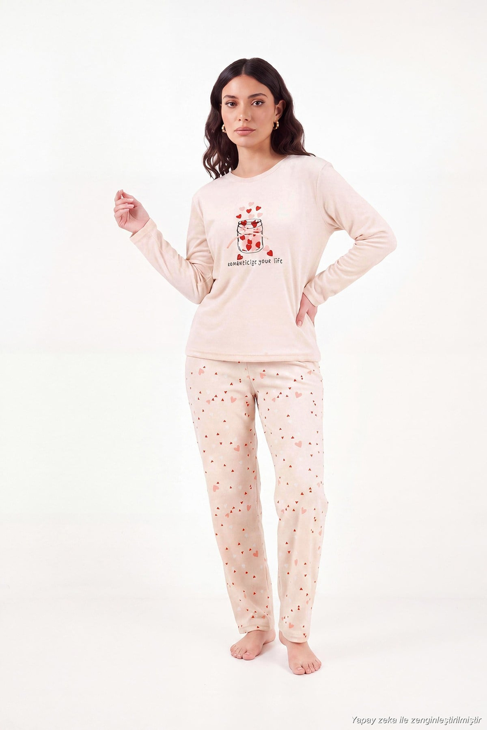 Desenli Yumuşak Dokulu Uzun Kollu Kadın Pijama Takımı 65750155 SOMON