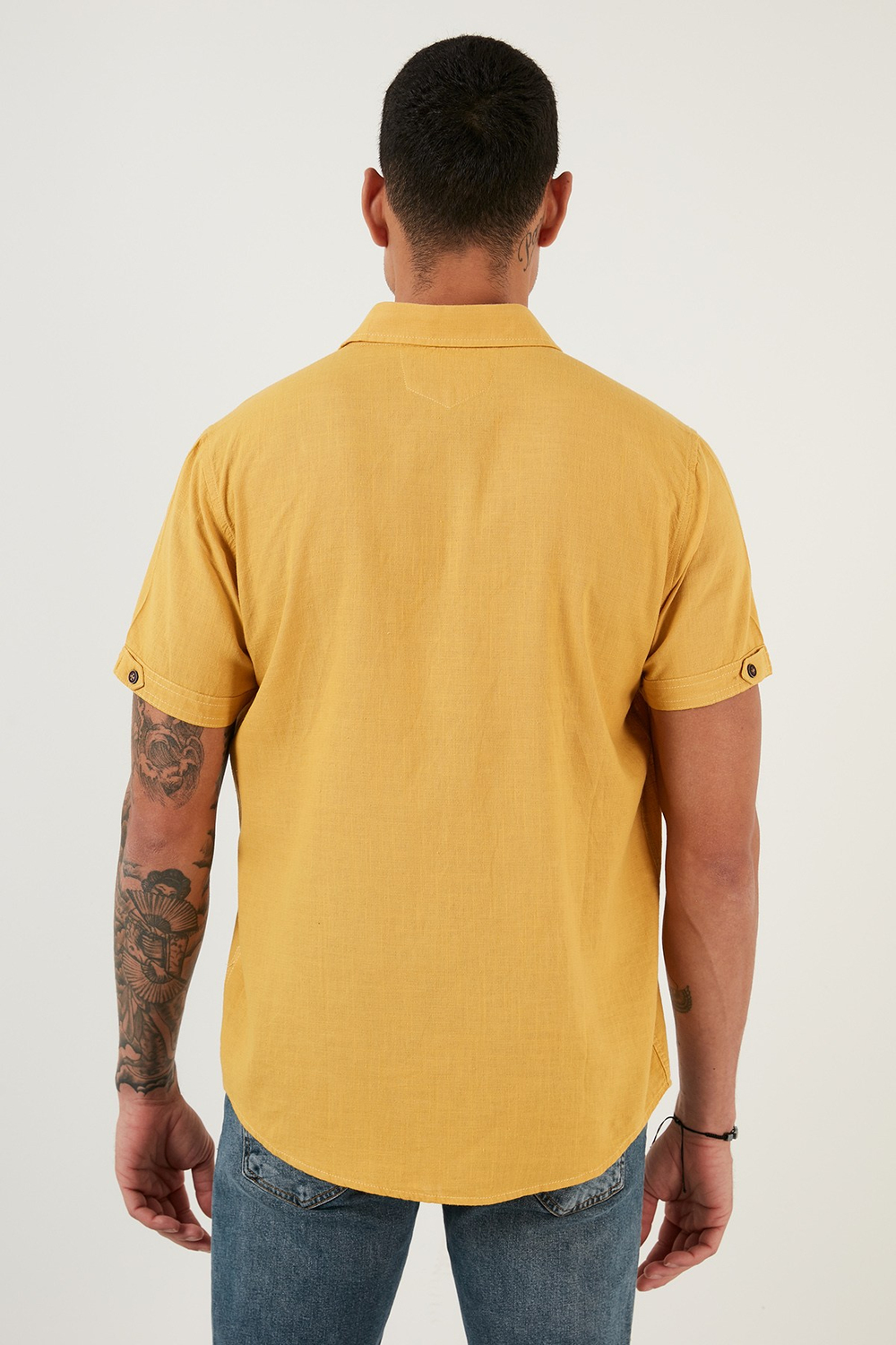 Düğmeli Yaka Pamuklu Slim Fit Cepli Erkek Gömlek CF21S111153 HARDAL