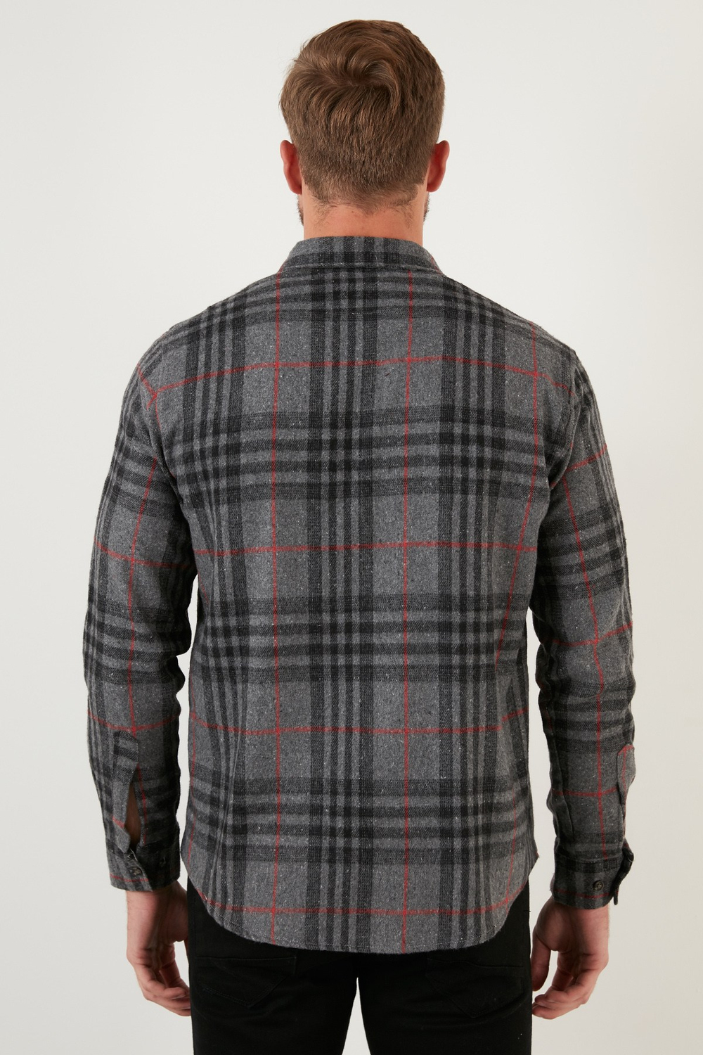 Ekoseli Uzun Kollu Slim Fit Kışlık Erkek Gömlek CF21W112844 ANTRASİT