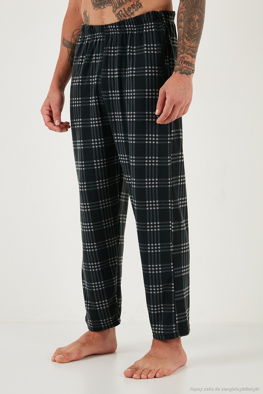 Ekoseli Yumuşak Dokulu Regular Fit Uzun Kollu Erkek Pijama Takımı 609611030 ANTRASİT