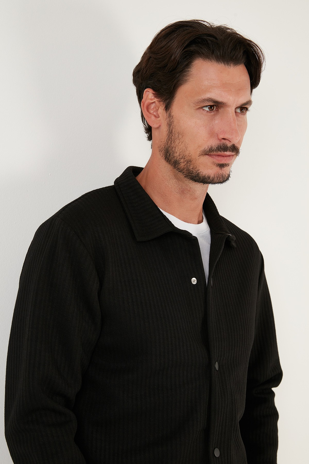 Fitilli Çıtçıtlı Relaxed Fit Erkek Gömlek 5905510 SİYAH