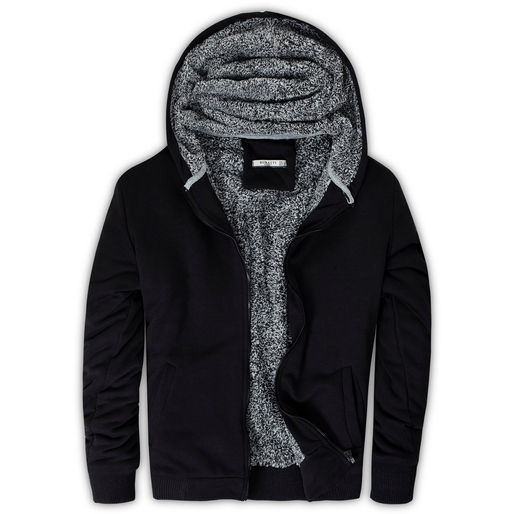 İçi Kürklü Kapüşonlu  Slim Fit Erkek Sweat 575708 SİYAH