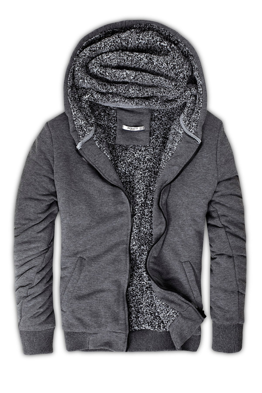 İçi Kürklü Kapüşonlu  Slim Fit Erkek Sweat 575708 ANTRASİT