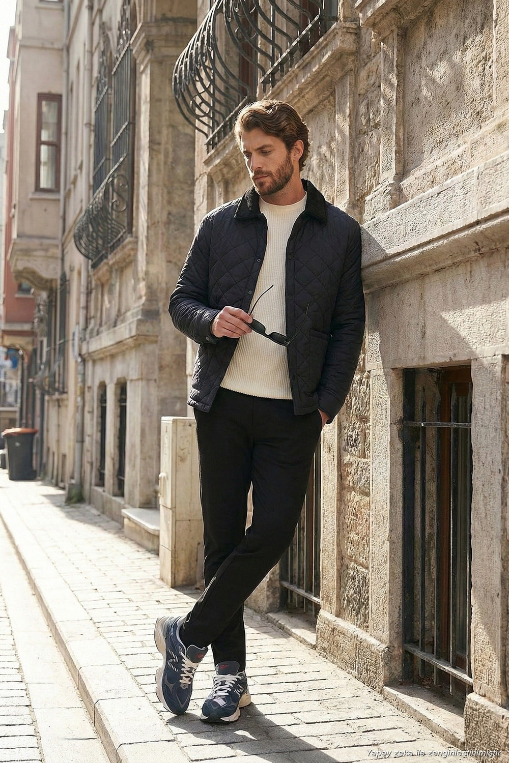Kapitoneli Regular Fit Kadife Detaylı Erkek Mont 497LEROY LACİVERT