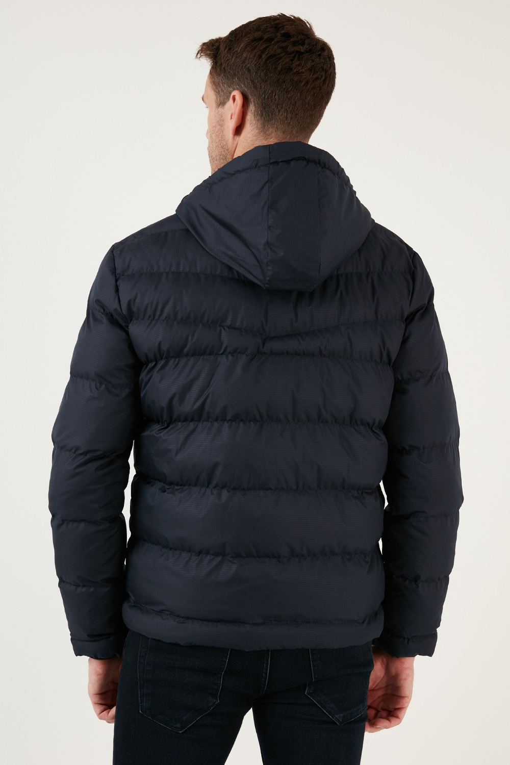 Kapüşonlu Cepli Slim Fit Şişme Erkek Mont 6490001 LACİVERT