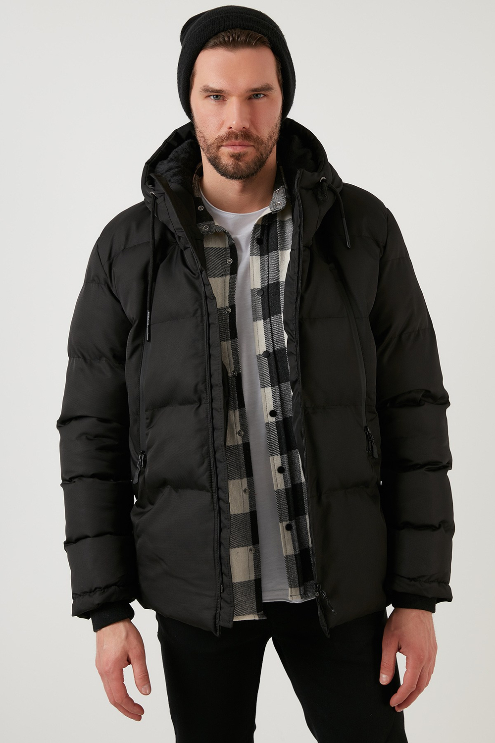 Kapüşonlu Suya ve Rüzgara Dayanıklı Soğuk Geçirmez Slim Fit Erkek Mont 5717101 SİYAH