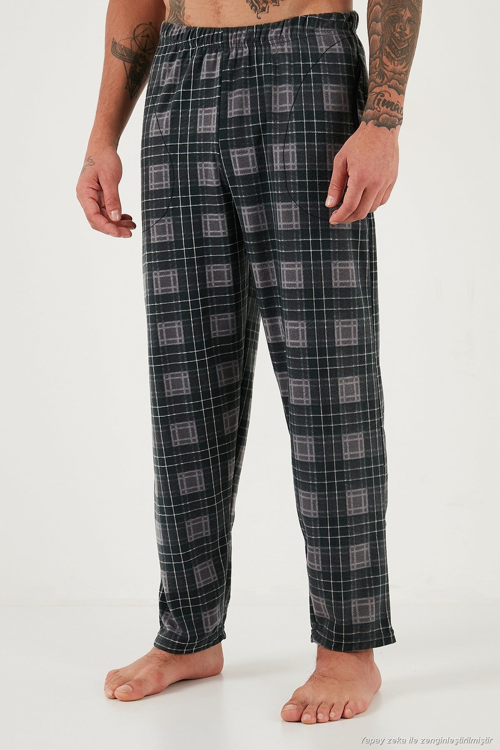 Kareli Yumuşak Dokulu Regular Fit Uzun Kollu Erkek Pijama Takımı 609611060 GRİ