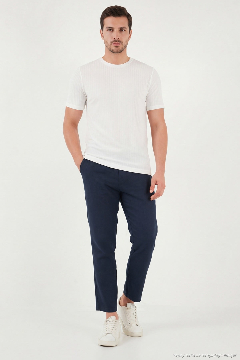 Keten Regular Fit Normal Bel Düz Paça Erkek Pantolon CF26S6110228 LACİVERT