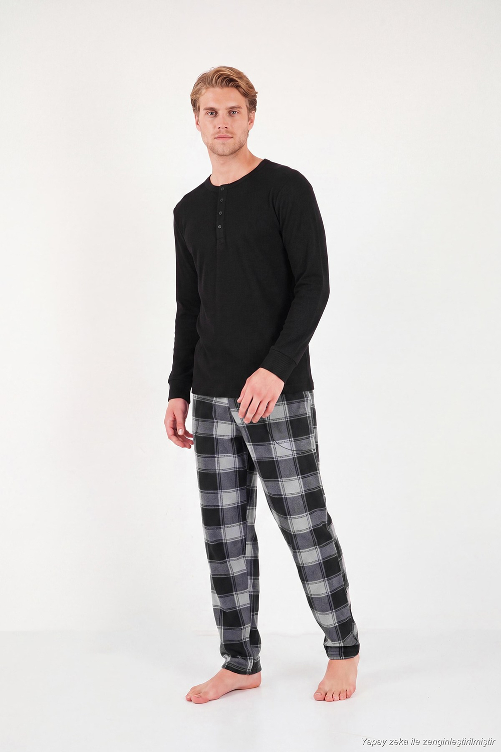 Lastikli Bel Düz Paça Ultra Soft Polar Erkek Pijama Altı 6098001 GRİ