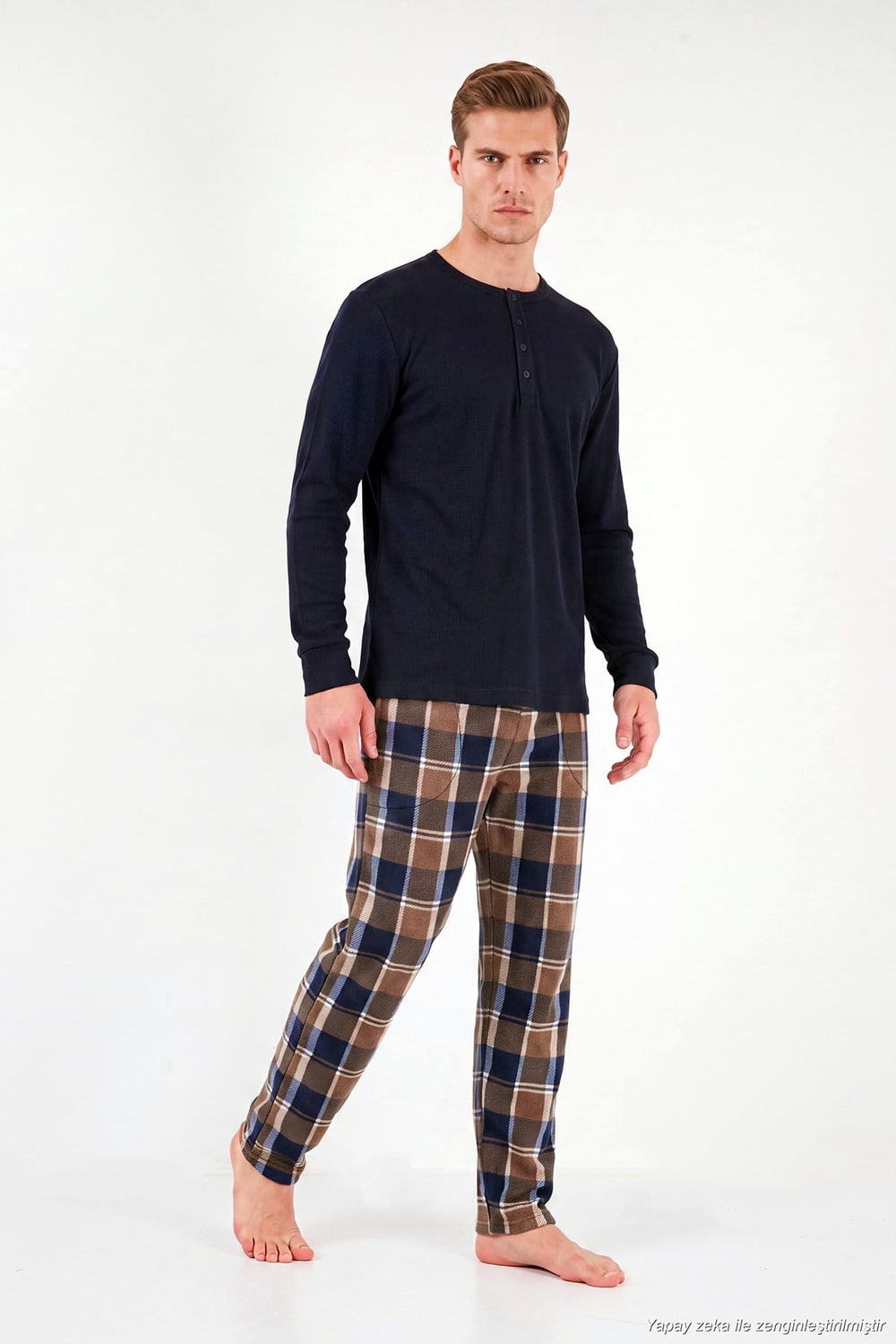Lastikli Bel Düz Paça Ultra Soft Polar Erkek Pijama Altı 6098001 Koyu Camel