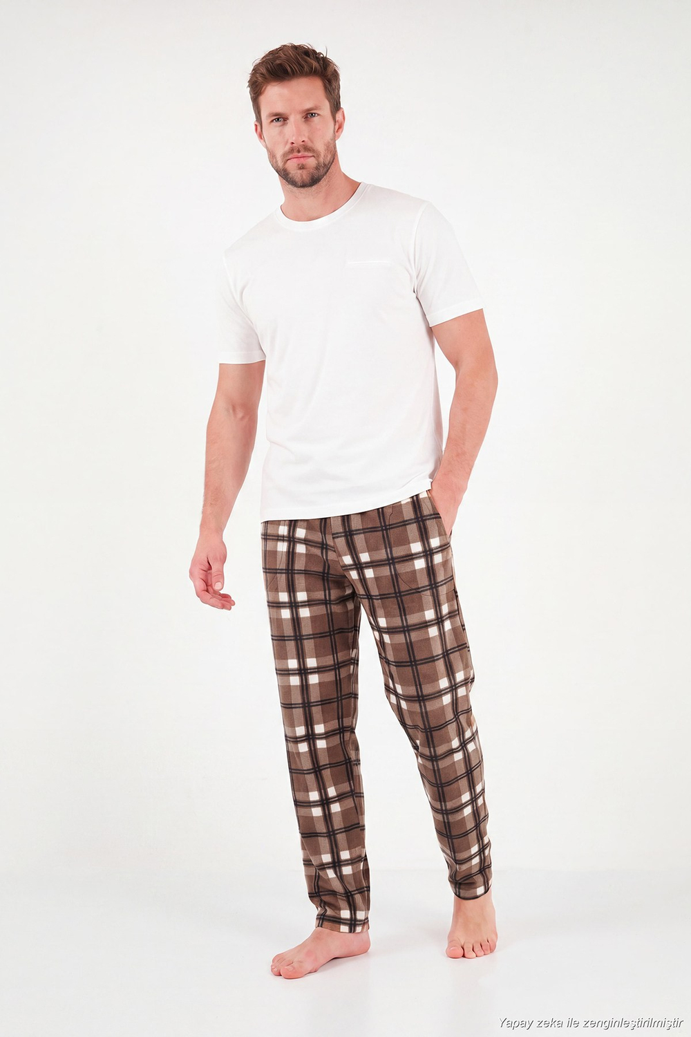 Lastikli Bel Düz Paça Ultra Soft Polar Erkek Pijama Altı 6098001 CAMEL