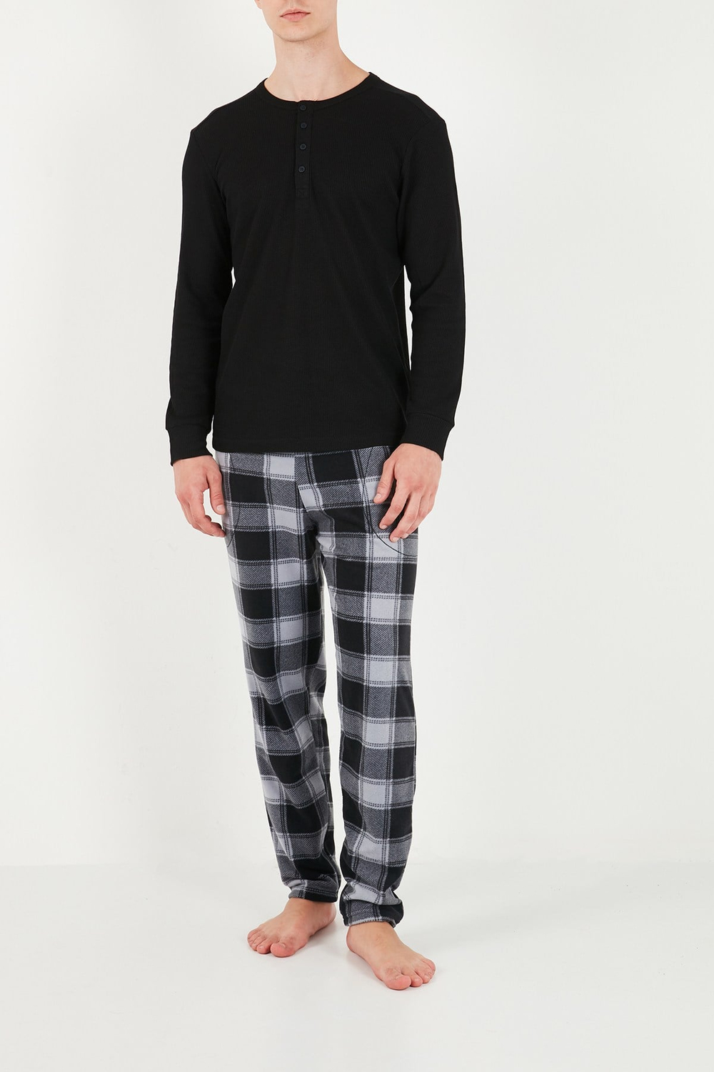 Lastikli Bel Düz Paça Ultra Soft Polar Erkek Pijama Altı 6098001 GRİ