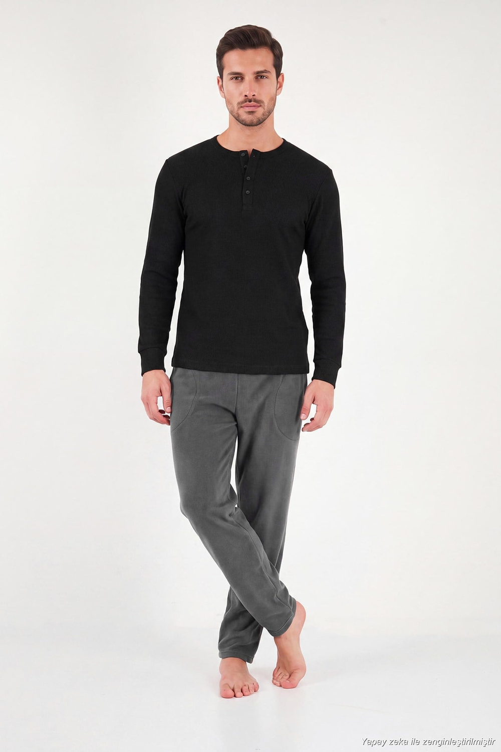 Lastikli Bel Düz Paça Ultra Soft Polar Erkek Pijama Altı 6098001 ANTRASİT