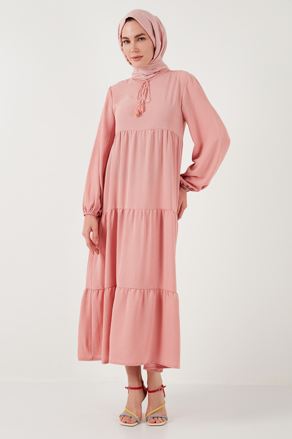 Modest Regular Fit Dik Yaka Uzun Kadın Elbise 611EL545 GÜL KURUSU