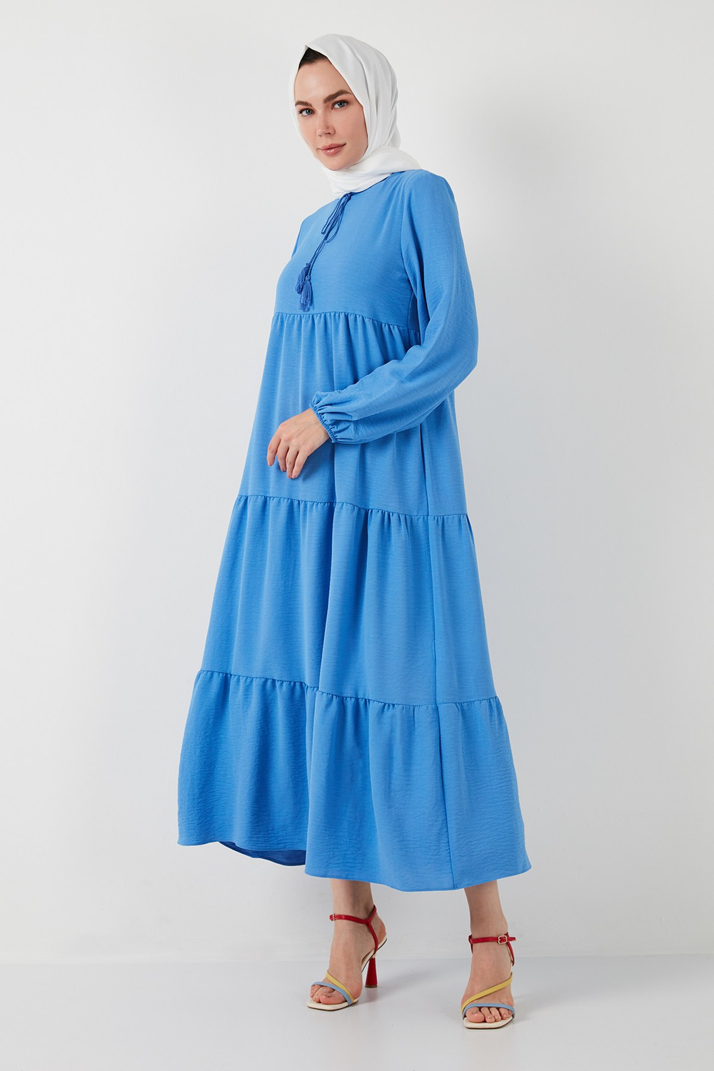 Modest Regular Fit Dik Yaka Uzun Kadın Elbise 611EL545 AÇIK MAVİ