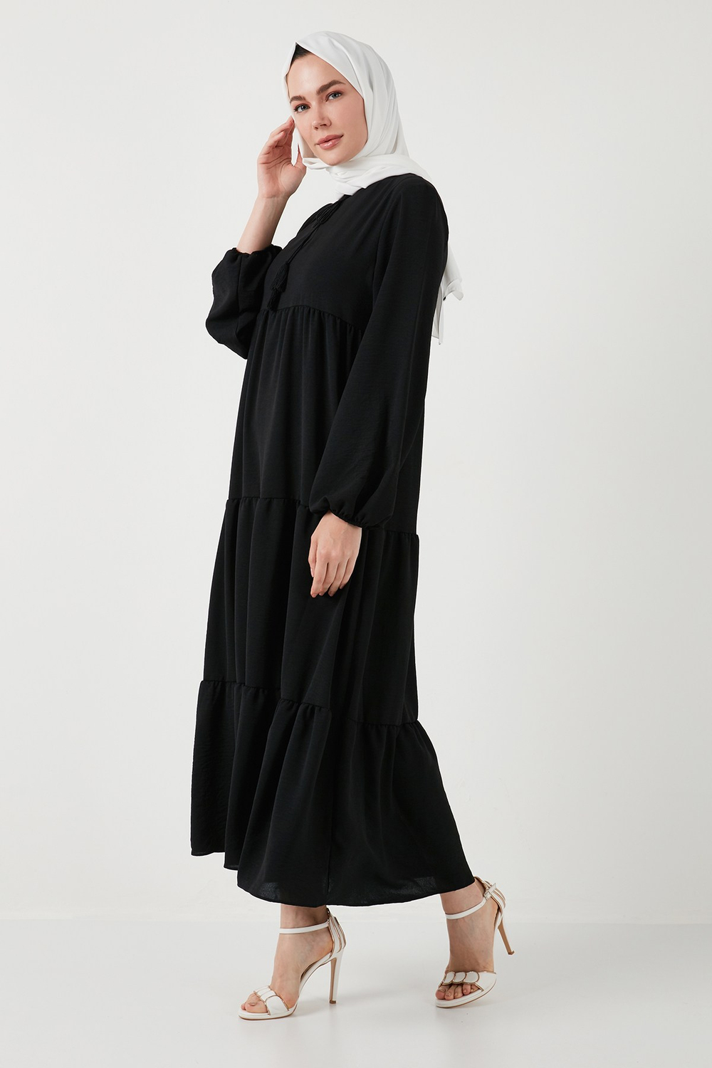 Modest Regular Fit Dik Yaka Uzun Kadın Elbise 611EL545 SİYAH