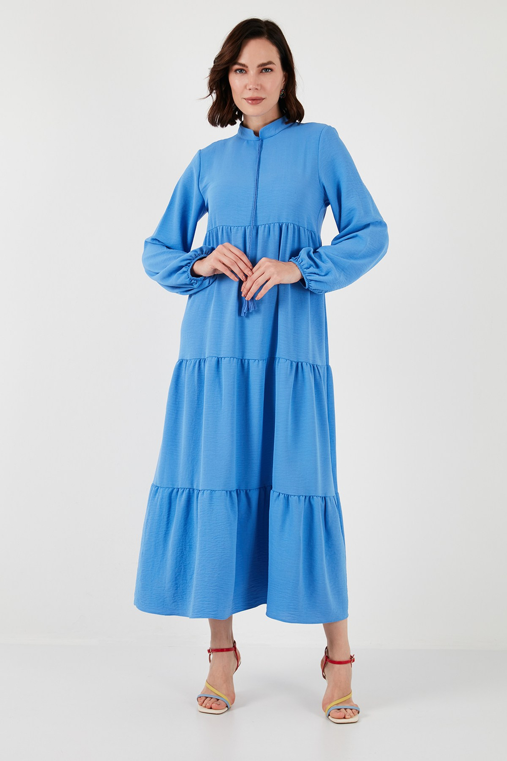Modest Regular Fit Dik Yaka Uzun Kadın Elbise 611EL545 AÇIK MAVİ