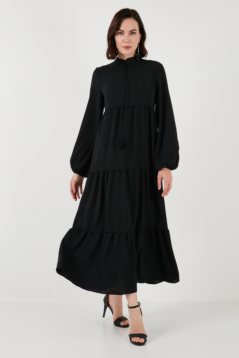 Modest Regular Fit Dik Yaka Uzun Kadın Elbise 611EL545 SİYAH