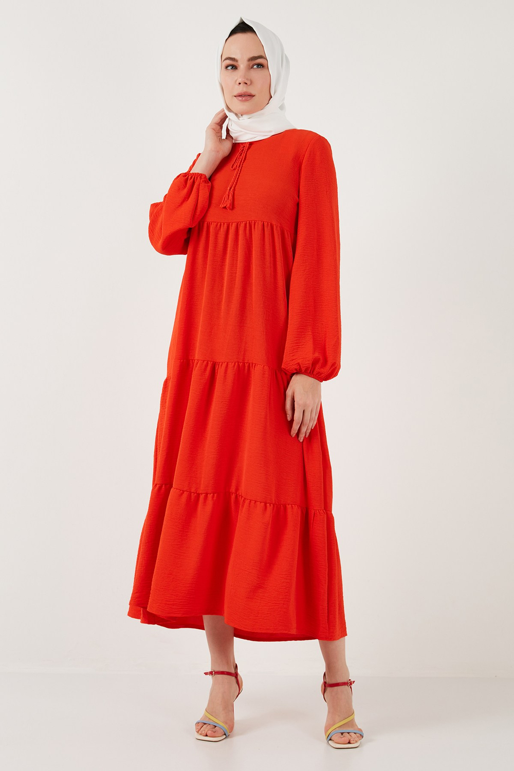 Modest Regular Fit Dik Yaka Uzun Kadın Elbise 611EL545 ORANJ