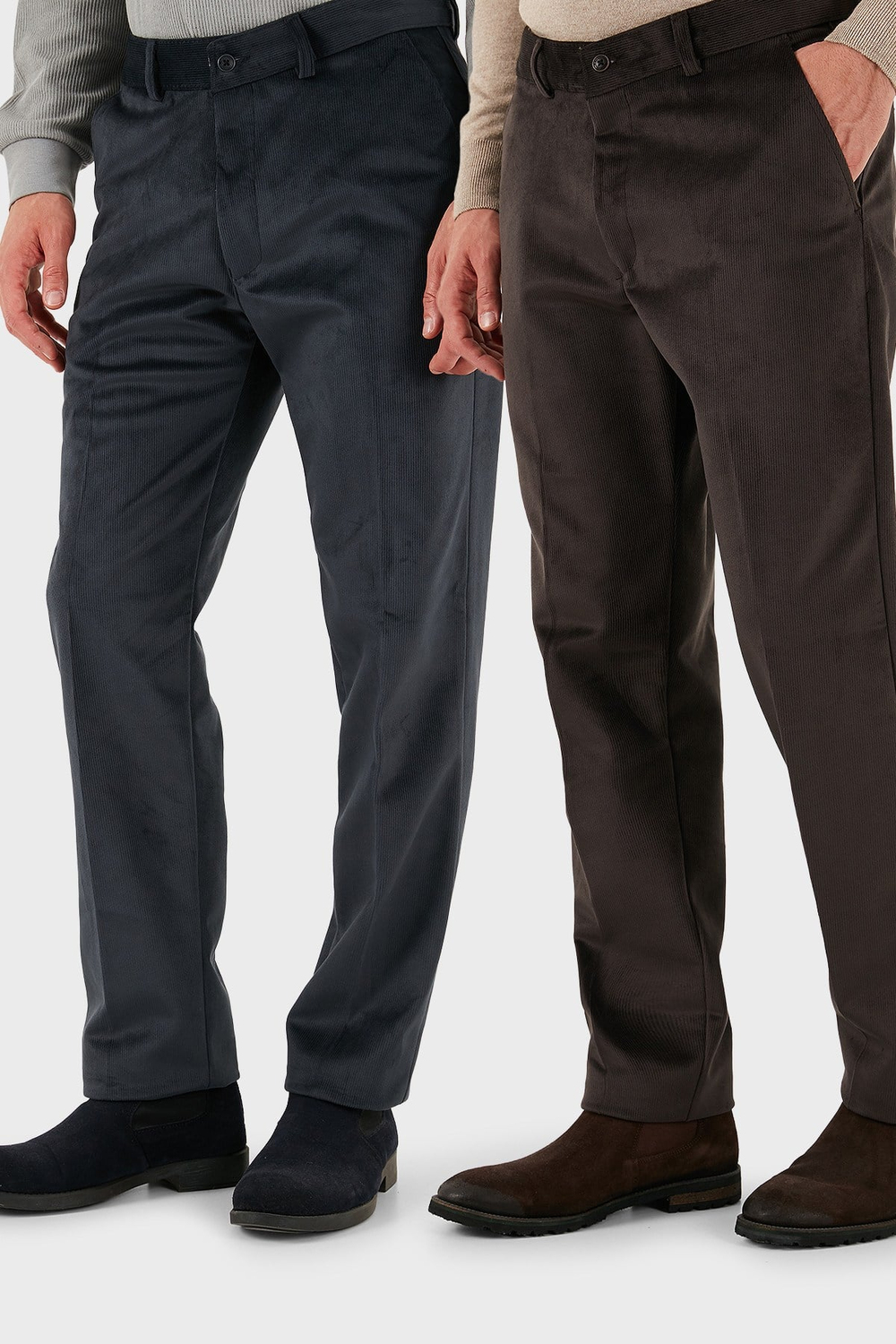 Normal Bel Regular Fit Düz Paça 2li Paket Erkek Kadife Pantolon 645MERLINS2 KAHVE-ANTRASİT