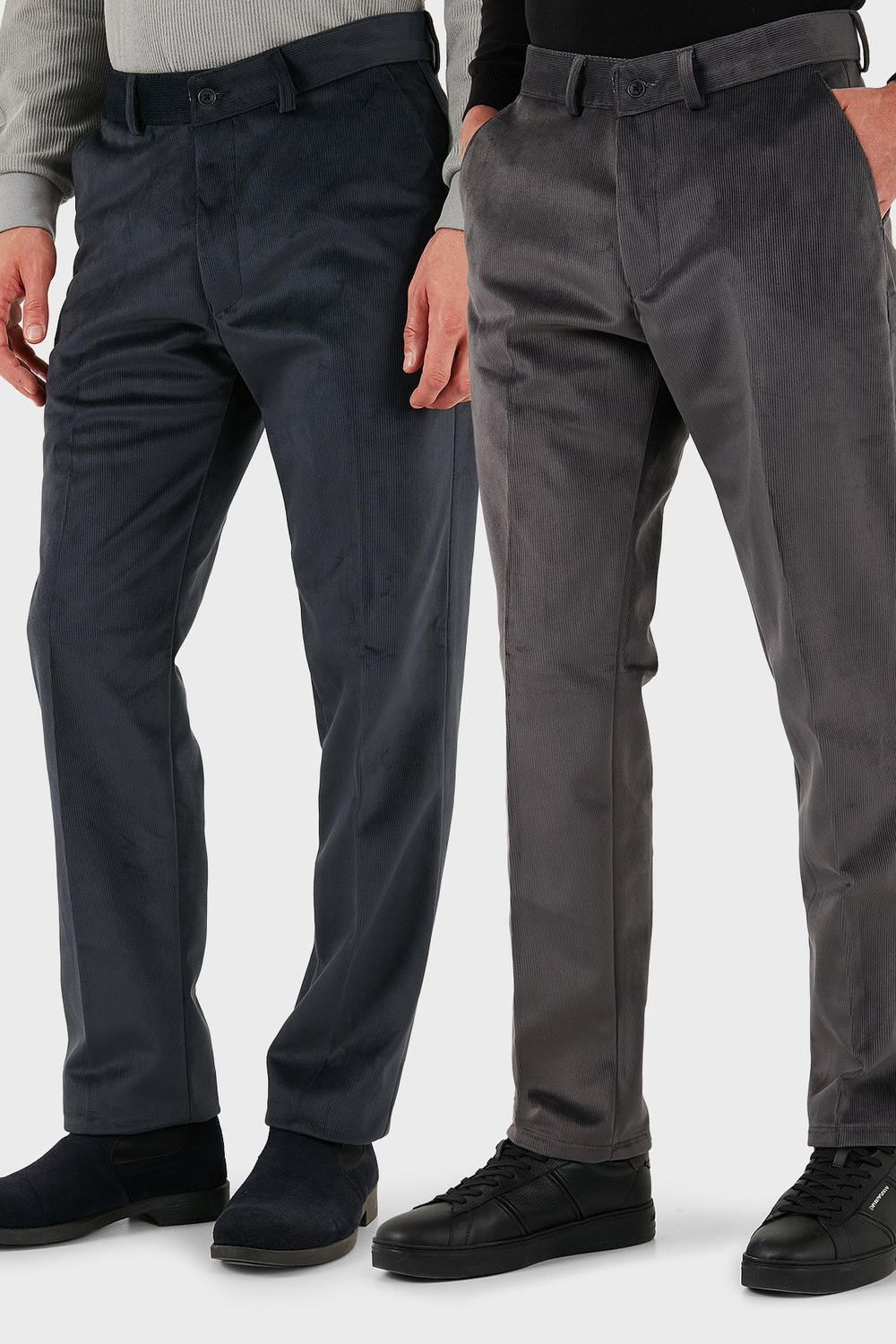 Normal Bel Regular Fit Düz Paça 2li Paket Erkek Kadife Pantolon 645MERLINS2 ANTRASİT-GRİ