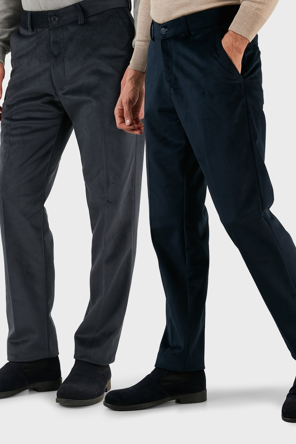 Normal Bel Regular Fit Düz Paça 2li Paket Erkek Kadife Pantolon 645MERLINS2 ANTRASİT-LACİVERT