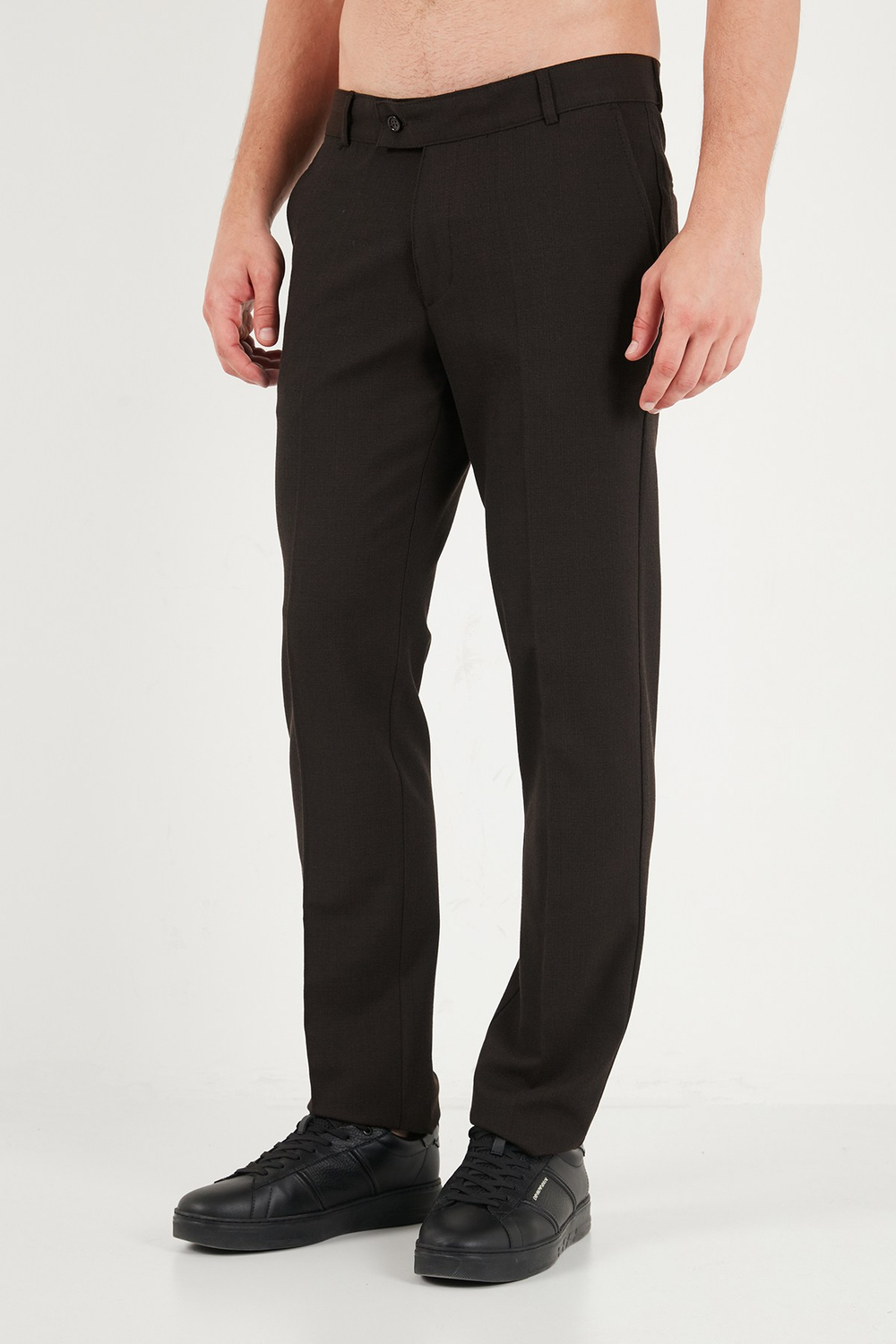 Normal Bel Regular Fit Düz Paça Erkek Pantolon 6843702 KAHVE