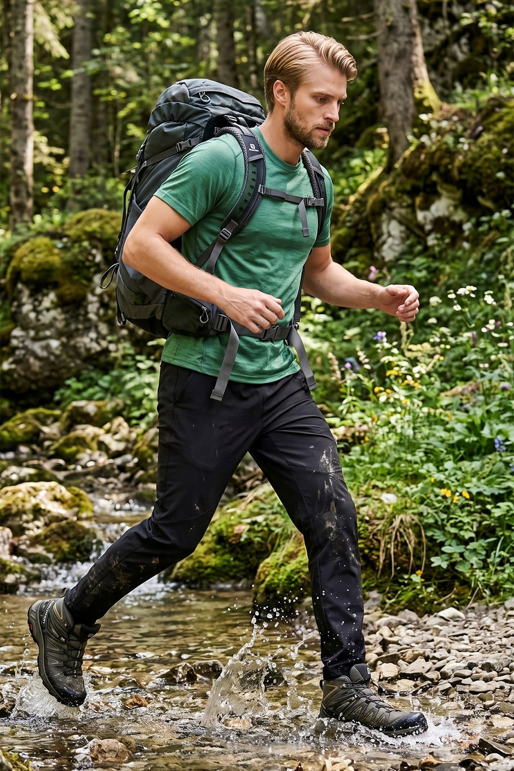 Normal Kalıp Lastikli Bel Düz Paça Trekking Erkek Pantolon 693159 SİYAH