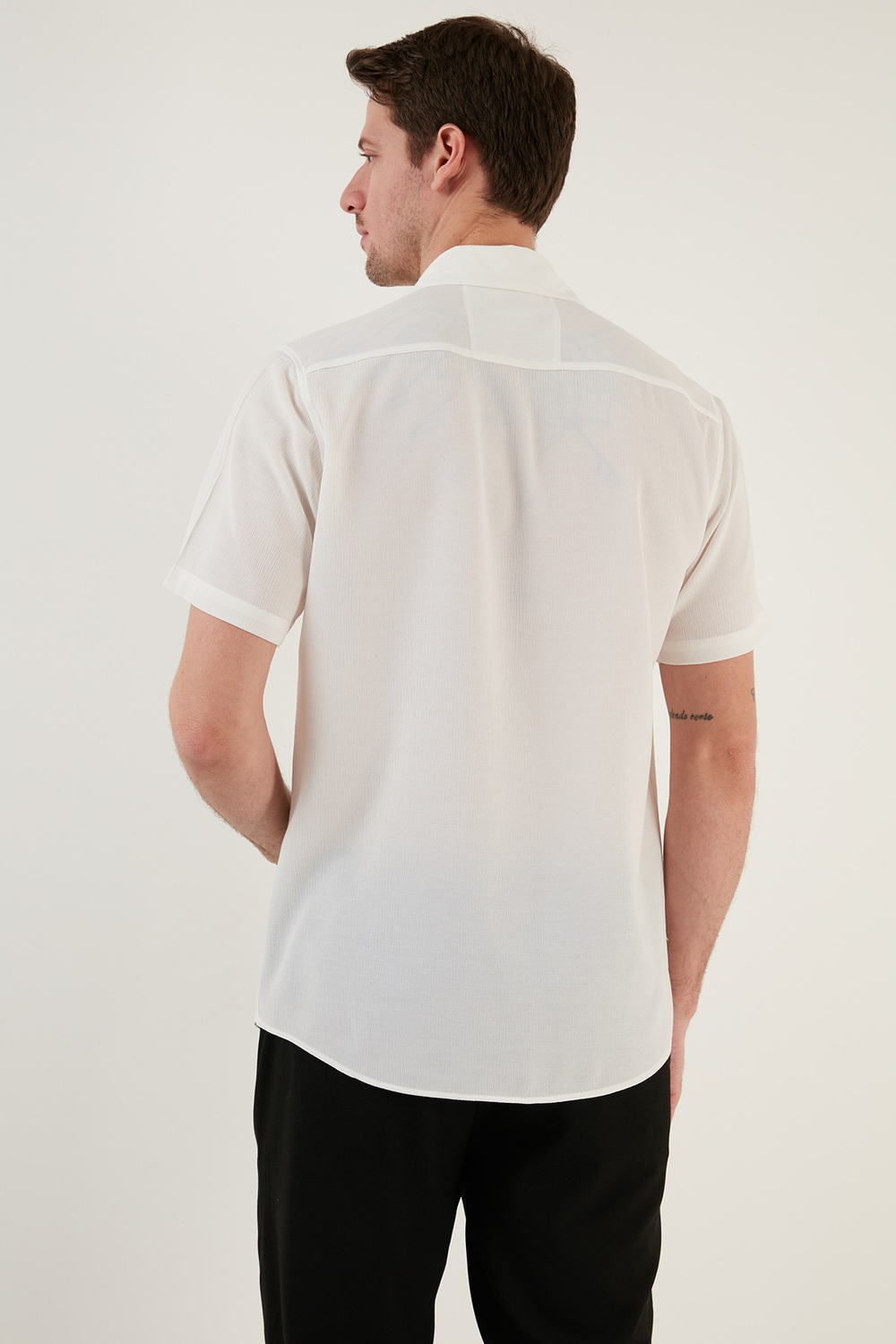 Pamuk Karışımlı Kısa Kollu Regular Fit Erkek Gömlek CF23S113139 BEYAZ