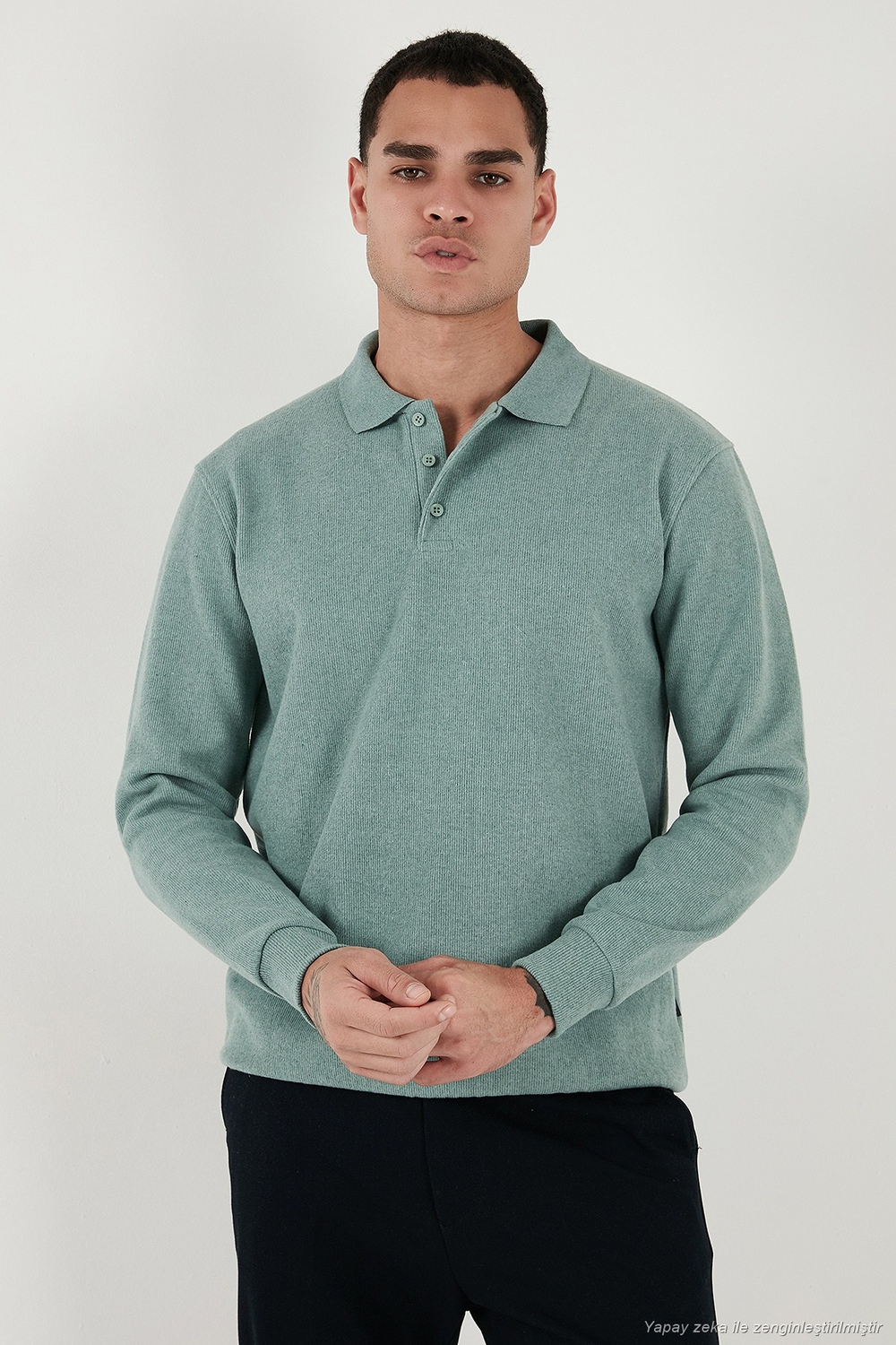 Pamuk Karışımlı Regular Fit Erkek Polo Yaka Kazak 456223 ÇAĞLA