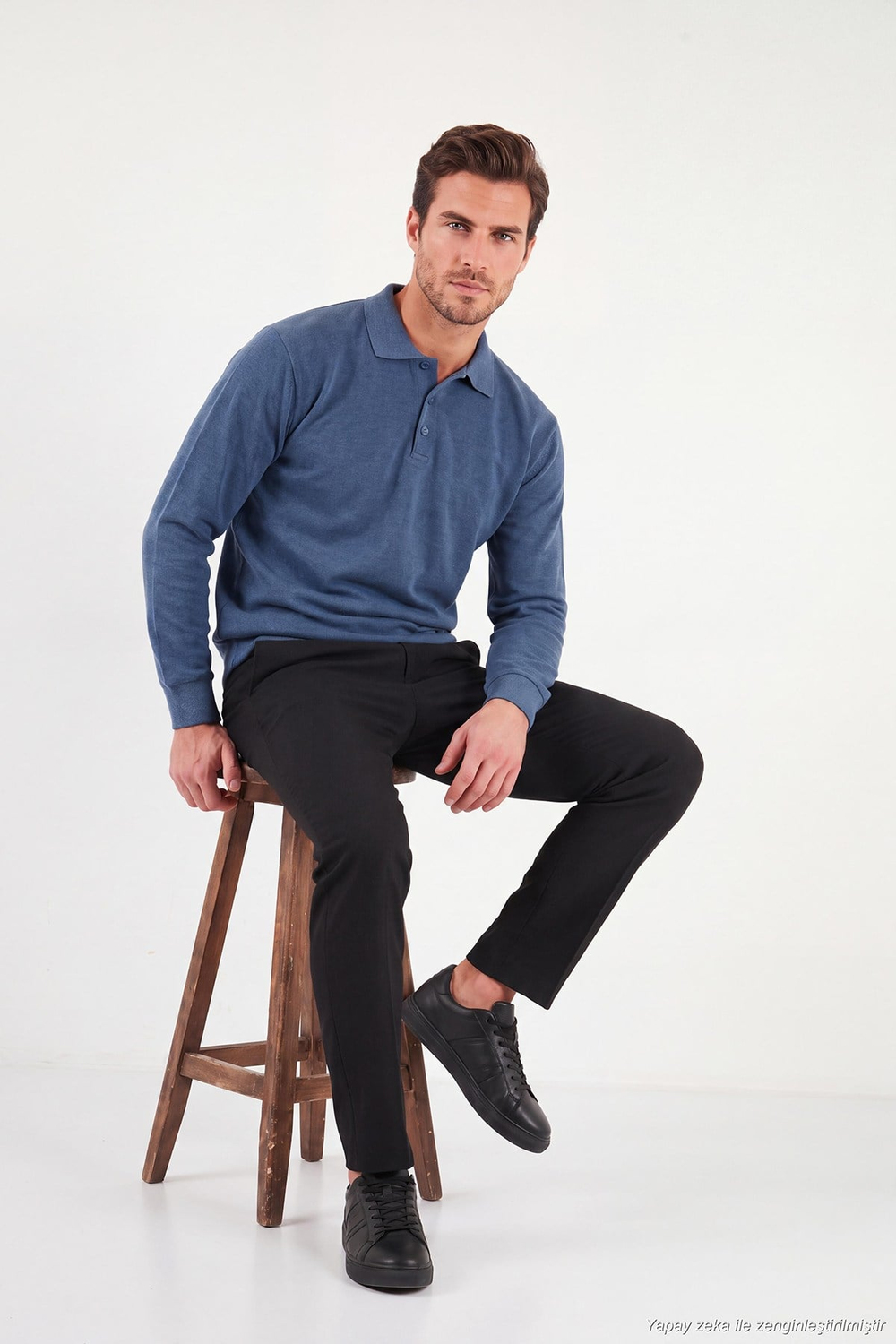 Pamuk Karışımlı Regular Fit Erkek Polo Yaka Kazak 456223 KOYU MAVİ