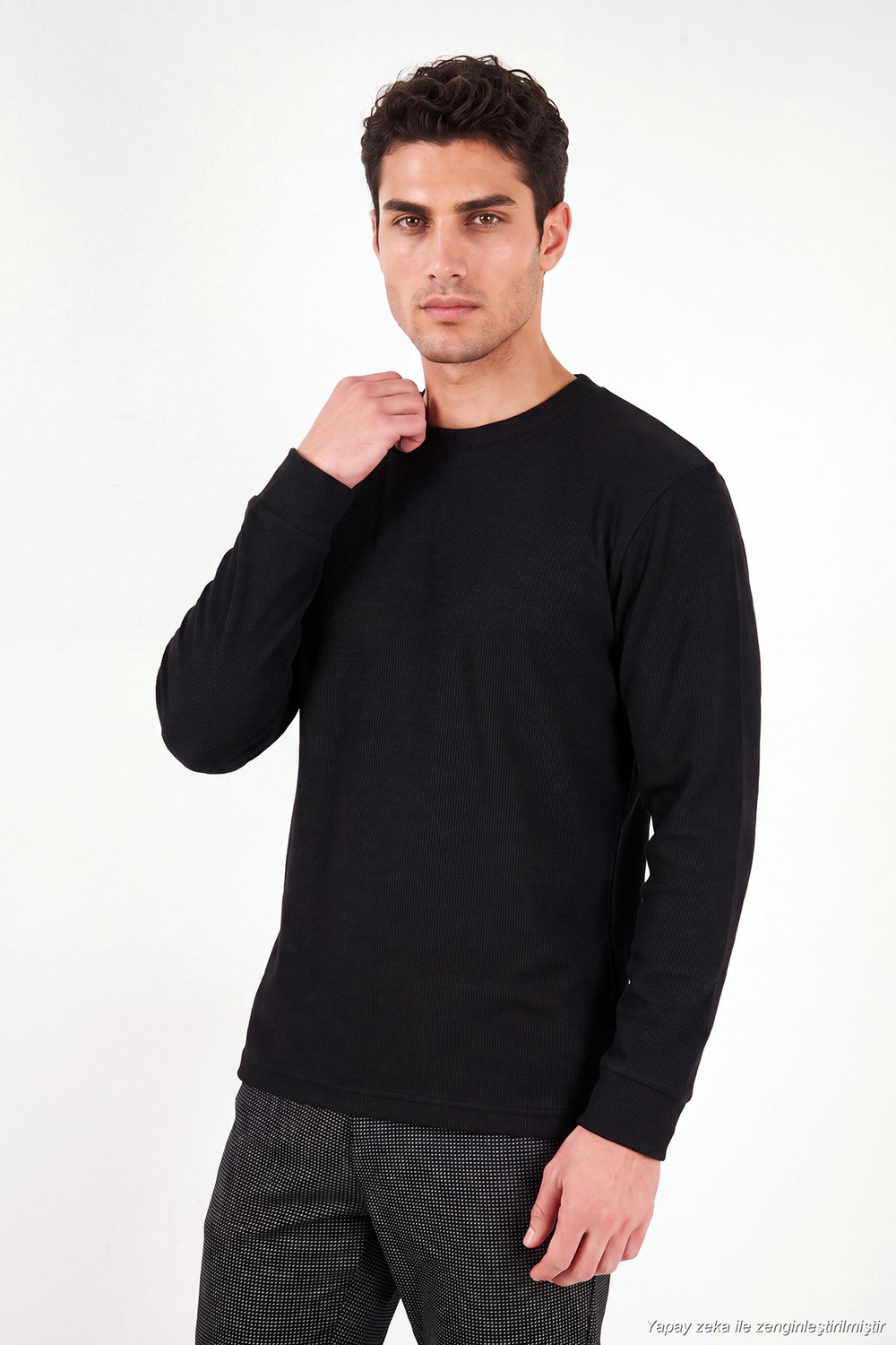 Pamuk Karışımlı Relaxed Fit Bisiklet Yaka Erkek Sweat 5905837 SİYAH