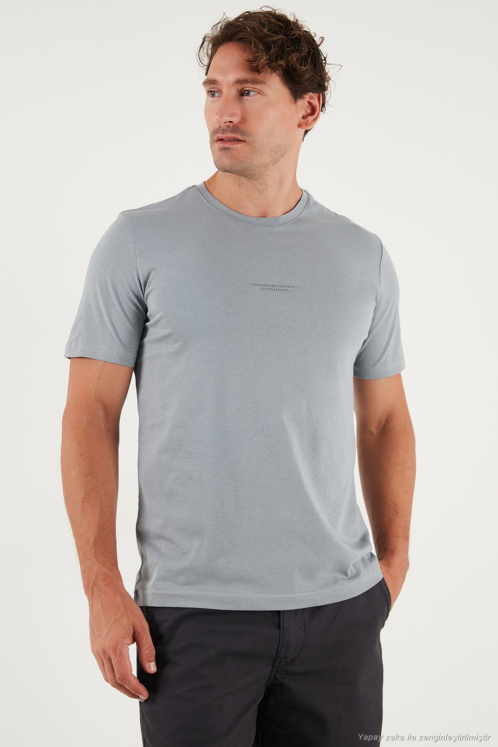 Pamuklu Baskılı Regular Fit Bisiklet Yaka Erkek T Shirt 59020205 AÇIK GRİ