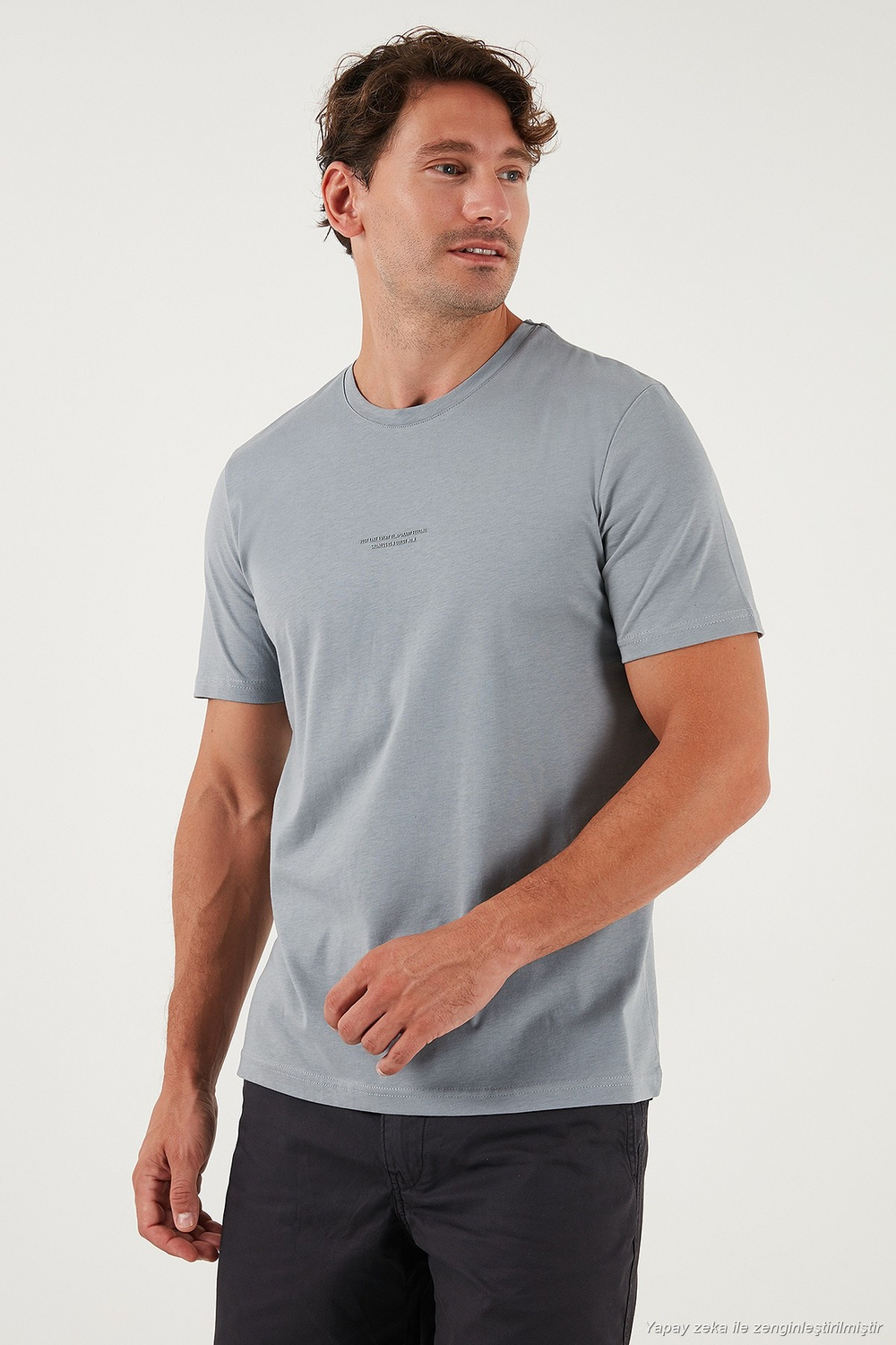 Pamuklu Baskılı Regular Fit Bisiklet Yaka Erkek T Shirt 59020205 AÇIK GRİ