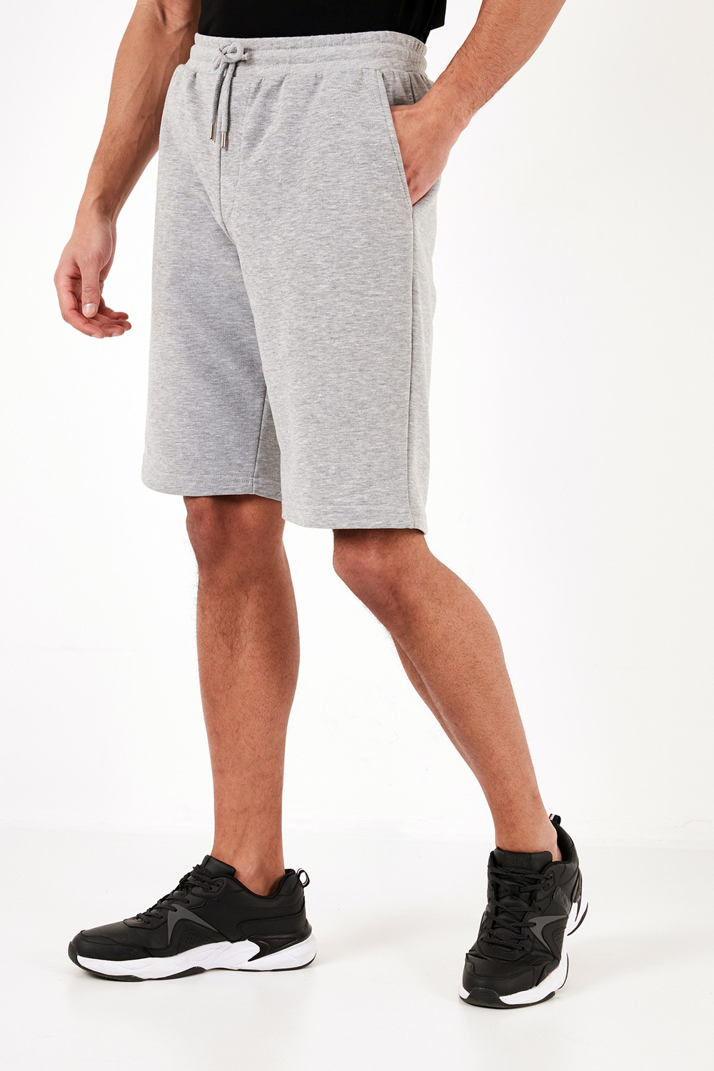 Pamuklu Belden Bağlamalı Cepli Regular Fit Erkek Short 5908042 GRİ MELANJ
