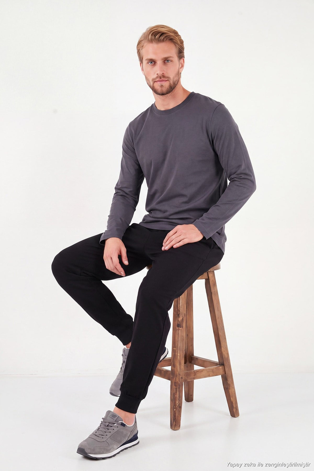 Pamuklu Bisiklet Yaka Basic Erkek Sweat 59050742 ANTRASİT