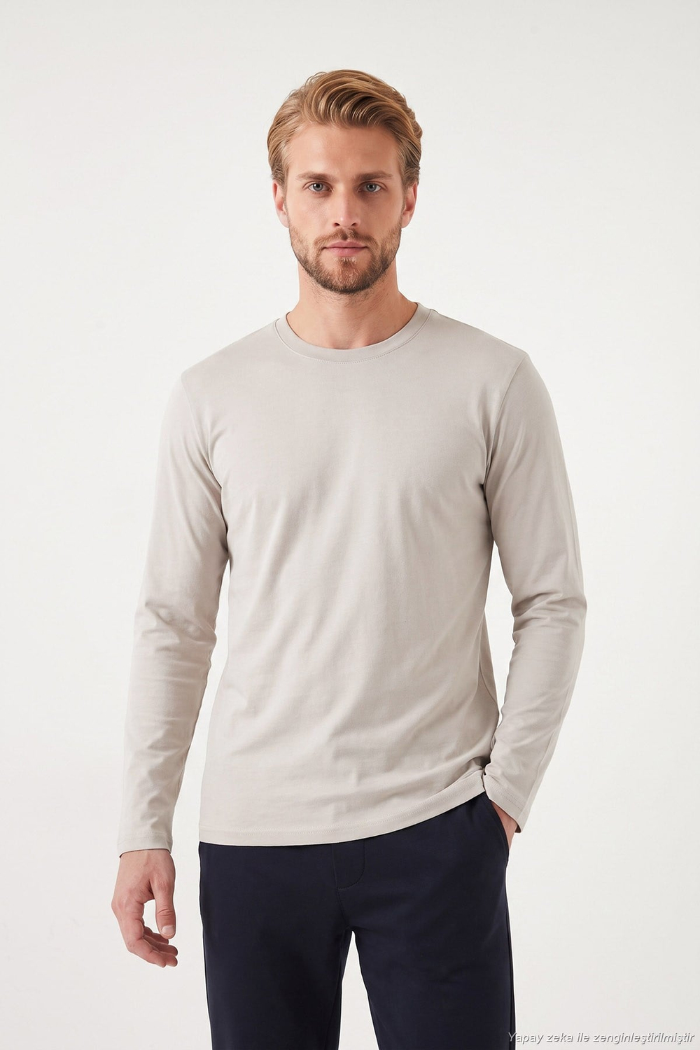 Pamuklu Bisiklet Yaka Basic Erkek Sweat 59050742 TAŞ