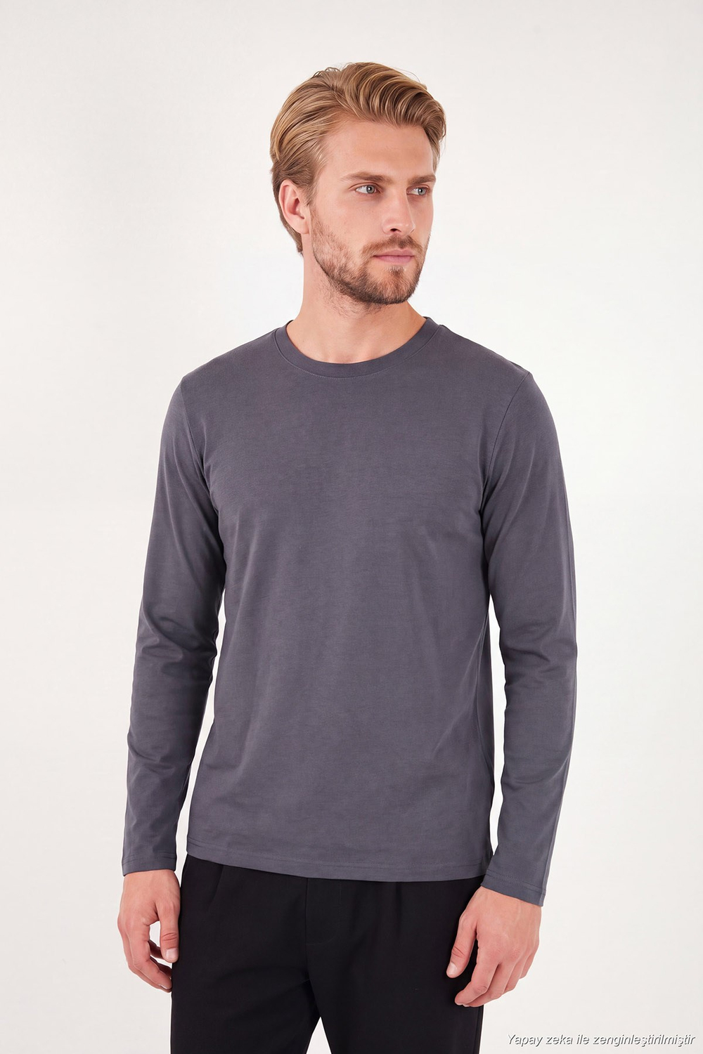 Pamuklu Bisiklet Yaka Basic Erkek Sweat 59050742 ANTRASİT