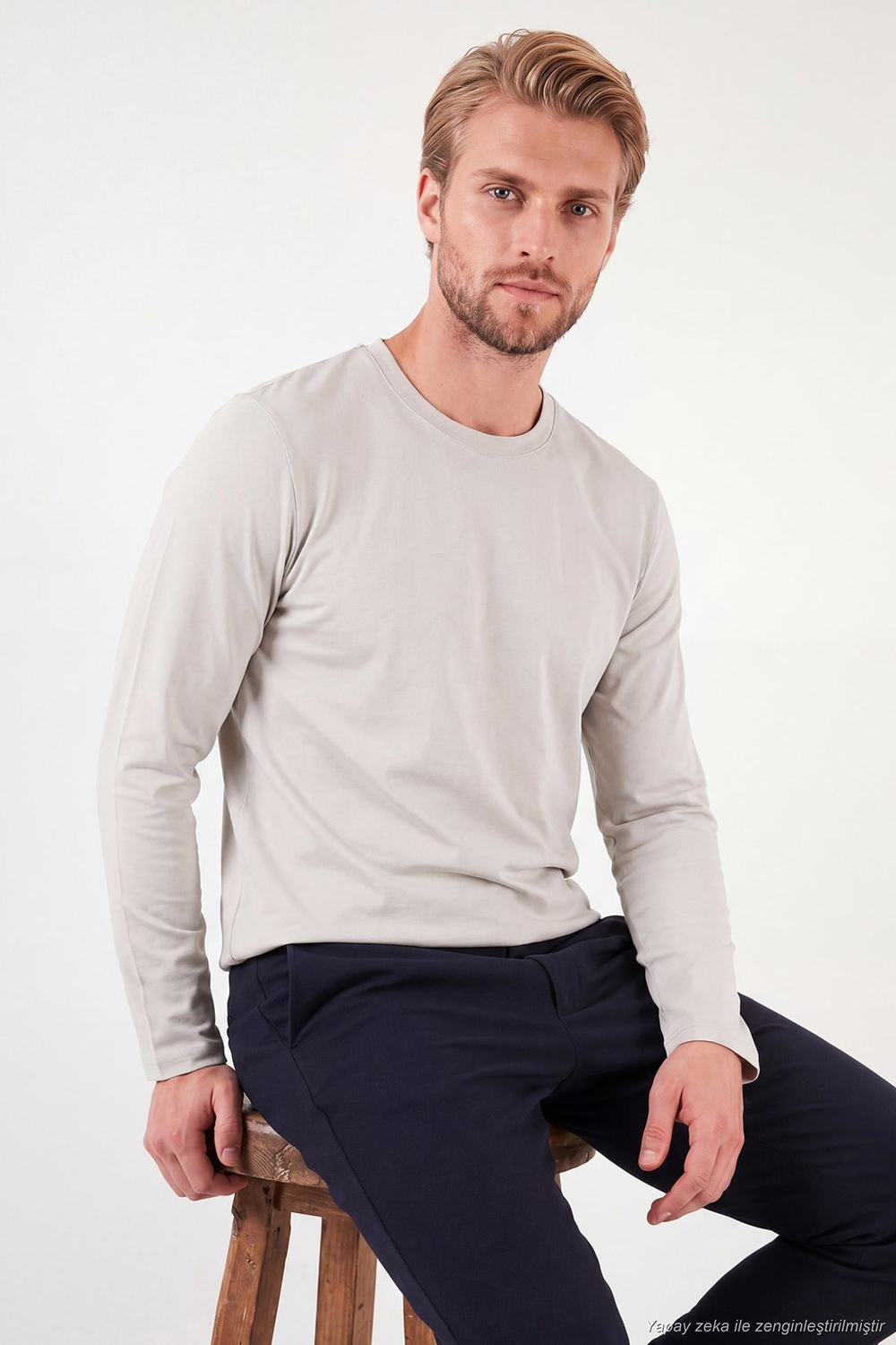 Pamuklu Bisiklet Yaka Basic Erkek Sweat 59050742 TAŞ