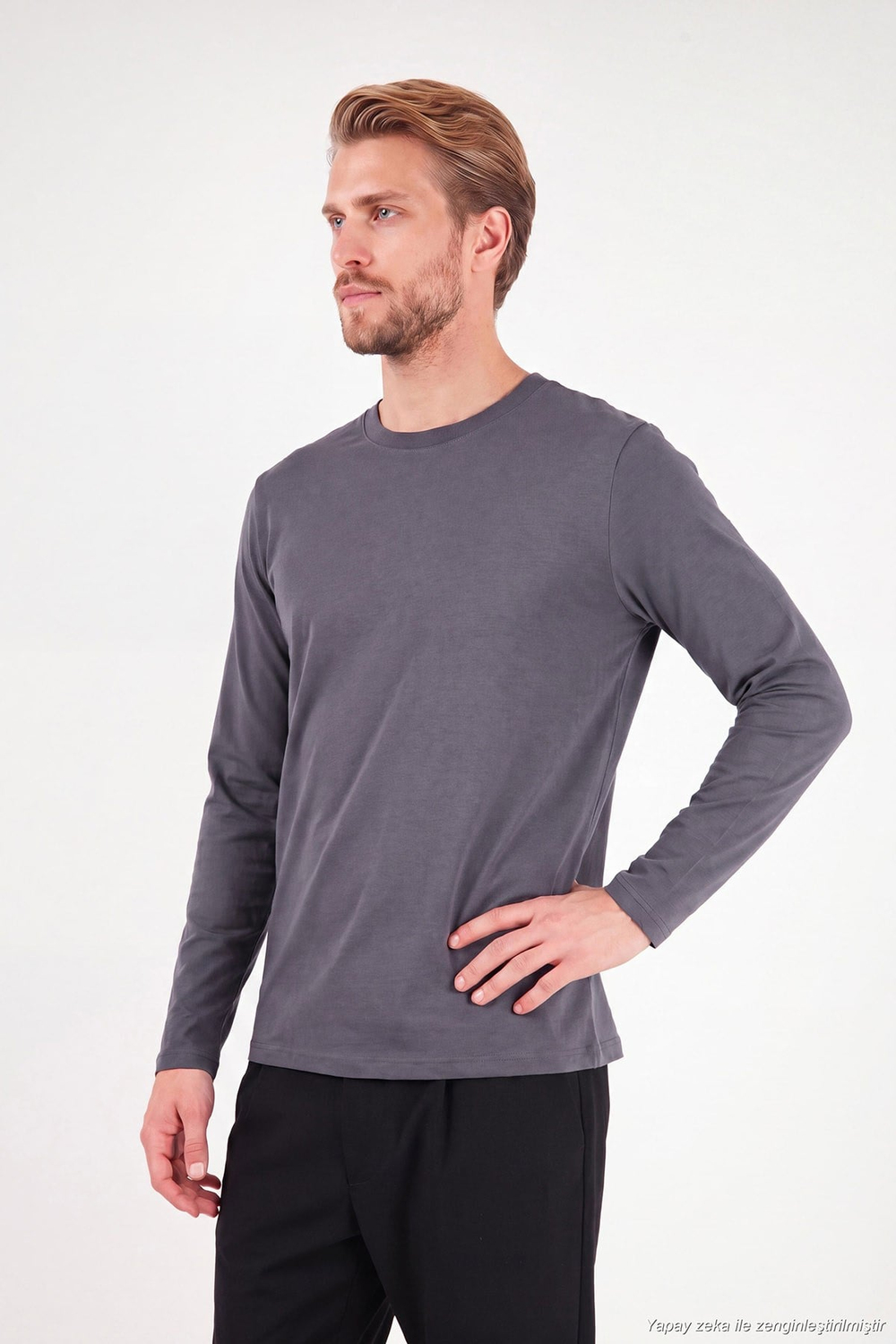 Pamuklu Bisiklet Yaka Basic Erkek Sweat 59050742 ANTRASİT