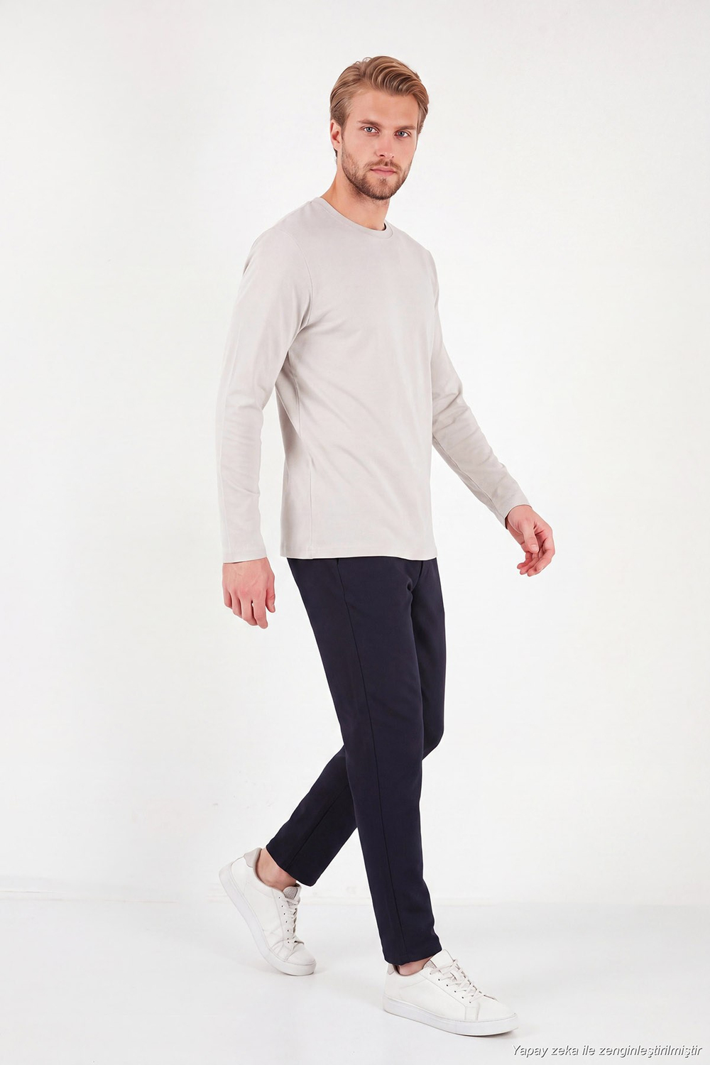 Pamuklu Bisiklet Yaka Basic Erkek Sweat 59050742 TAŞ