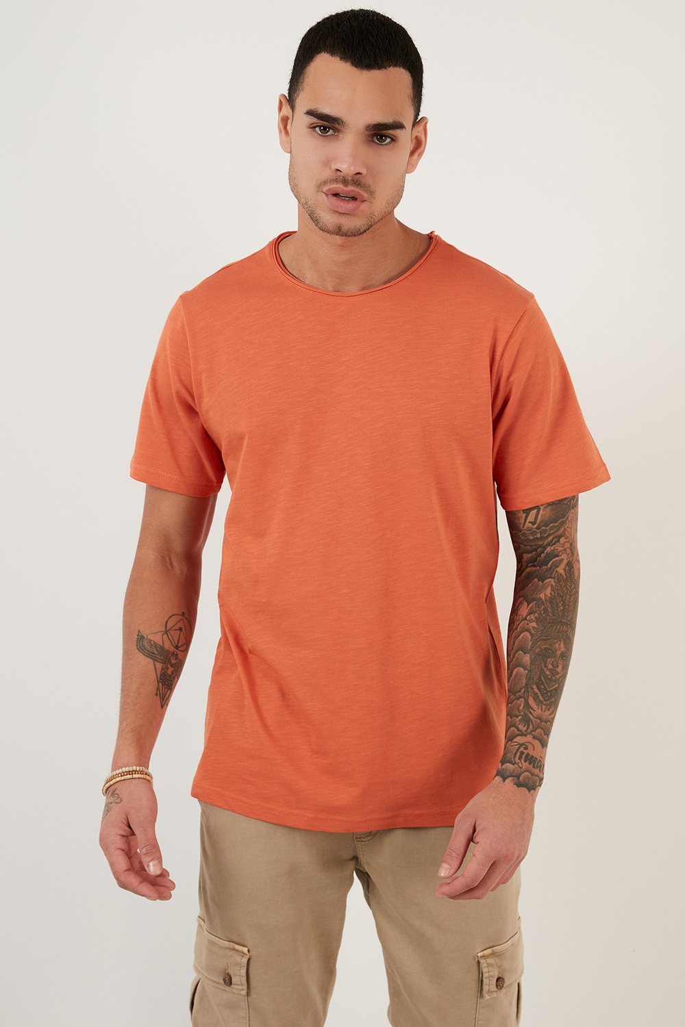 Pamuklu Bisiklet Yaka Basic Erkek T Shirt 59020001 Tarçın