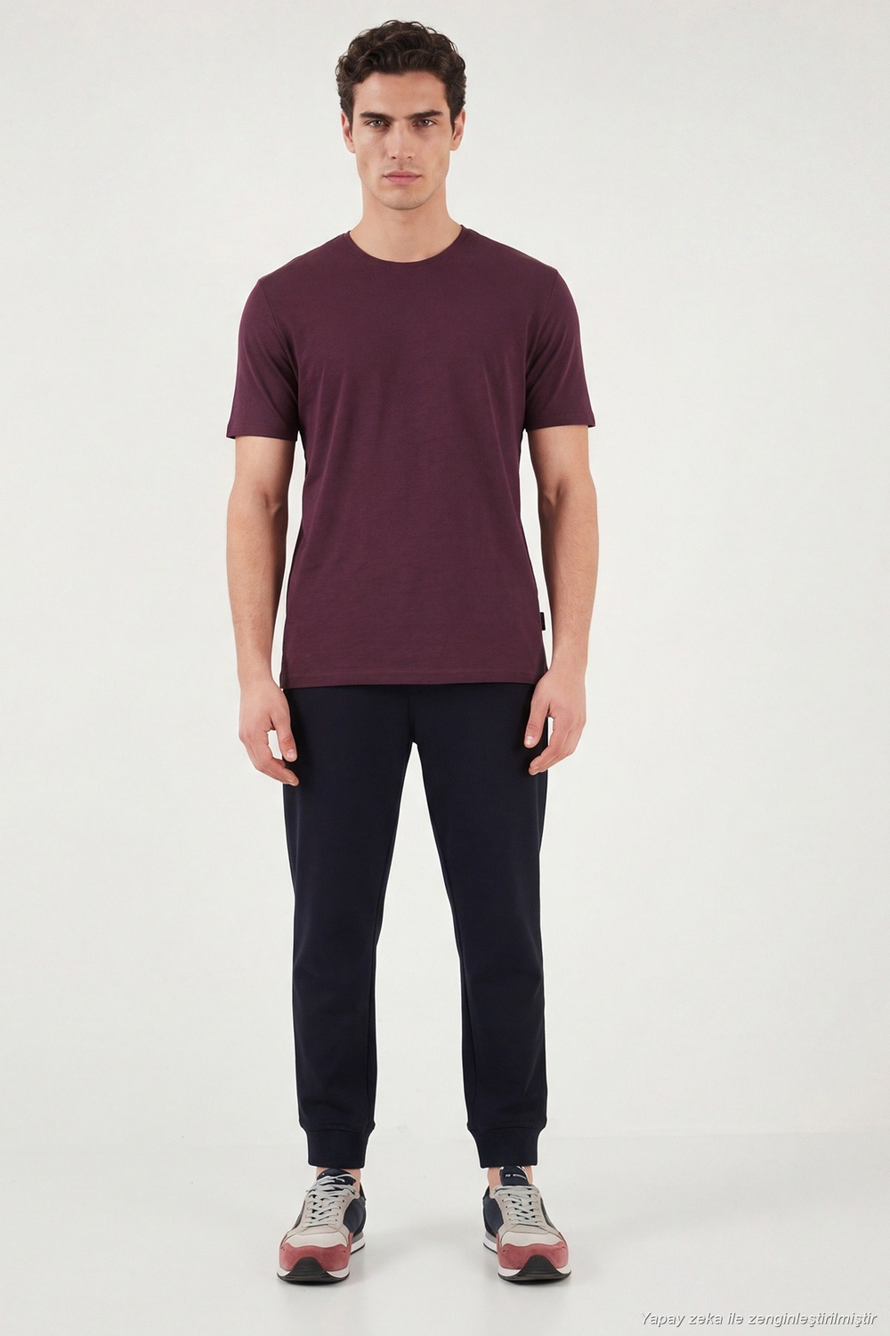 Pamuklu Bisiklet Yaka Basic Erkek T Shirt 59020001 VİŞNE