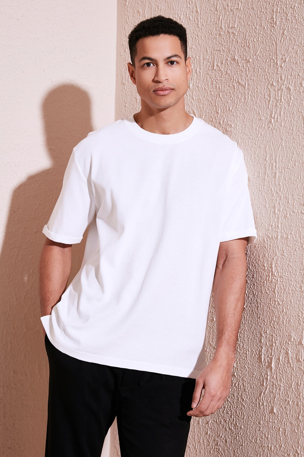 Pamuklu Bisiklet Yaka Regular Fit Basic Erkek T Shirt 5902731 EKRU