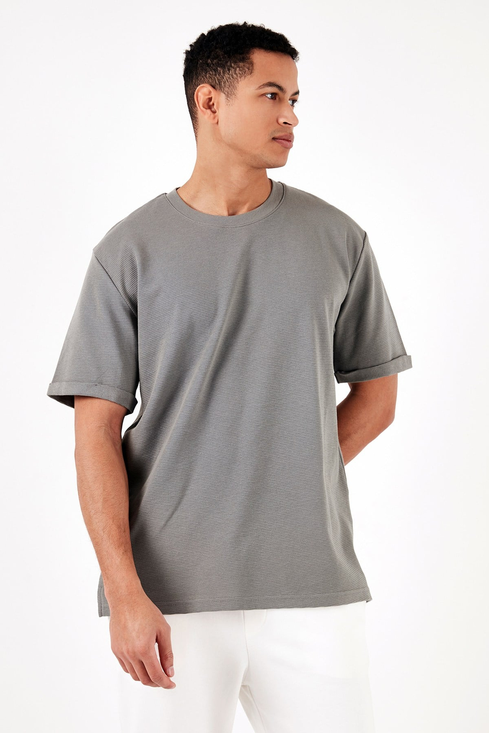 Pamuklu Bisiklet Yaka Regular Fit Basic Erkek T Shirt 5902731 AÇIK HAKİ