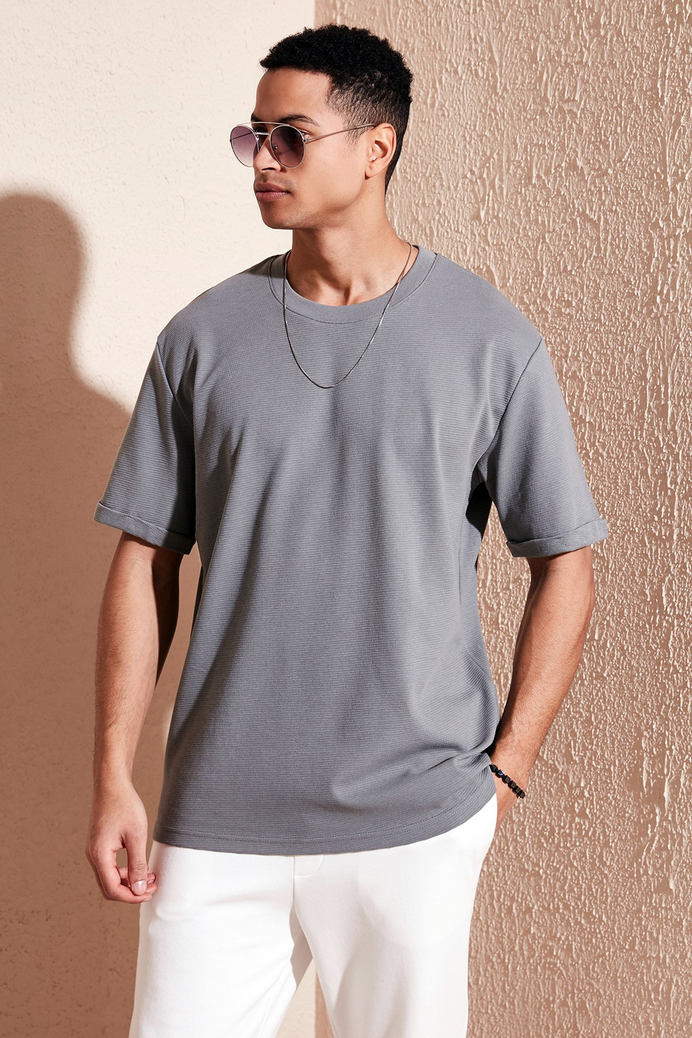 Pamuklu Bisiklet Yaka Regular Fit Basic Erkek T Shirt 5902731 AÇIK HAKİ