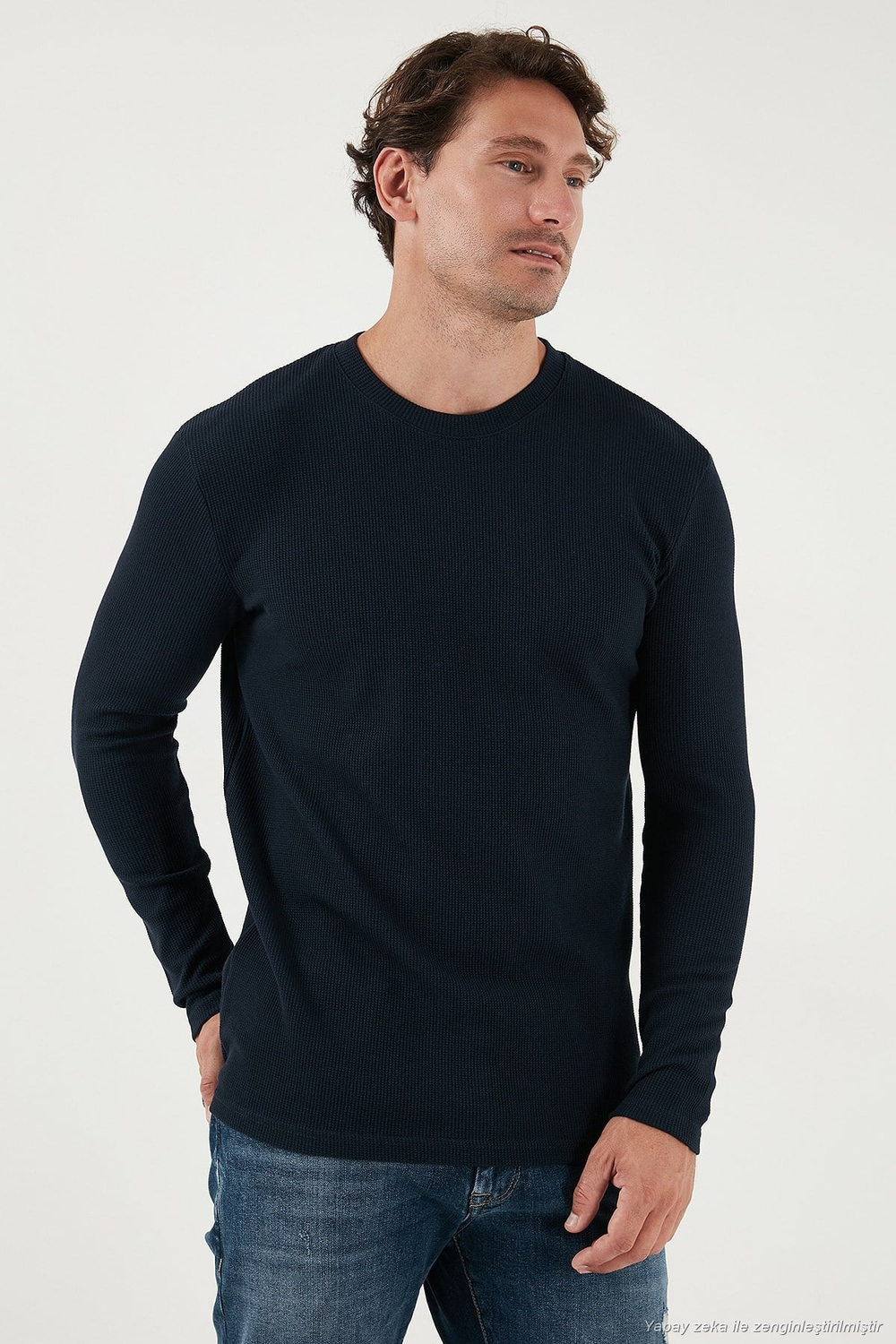 Pamuklu Bisklet Yaka Normal Kalıp Basic 3lü Paket Erkek Sweat 5905073S3 Ekru-Lacivert-Siyah
