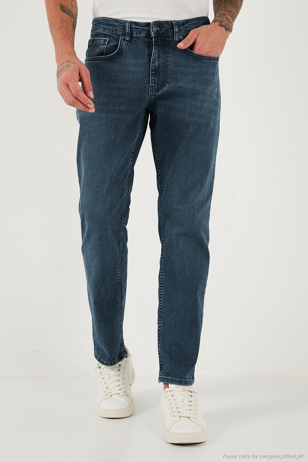 Pamuklu Comfort Fit Normal Bel Boru Paça Jeans Erkek Kot Pantolon 4412C02TEXAS MAVİ