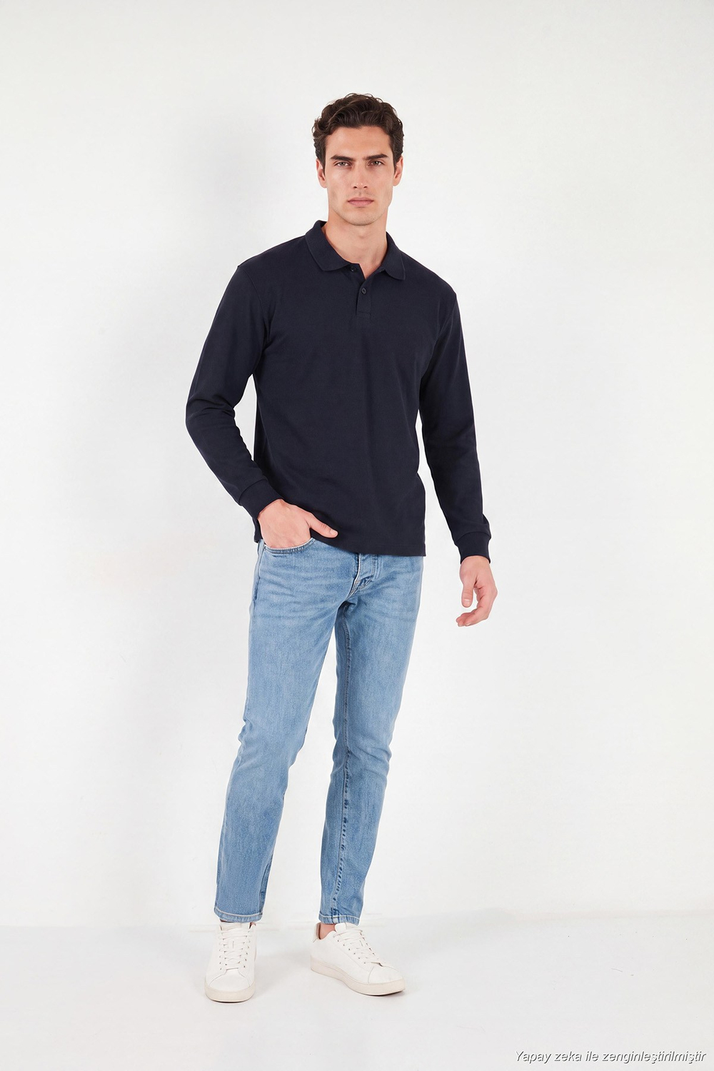 Pamuklu Düğmeli Erkek Polo Yaka Sweat 5905838 LACİVERT